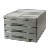 益而高 文件柜 带锁 三层<灰色>